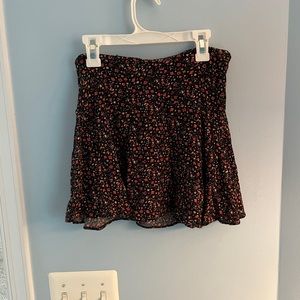 Black and red floral mini skirt
